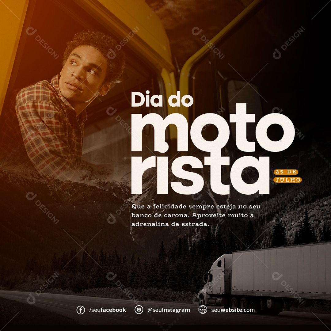 Dia do Motorista Social Media PSD Editável