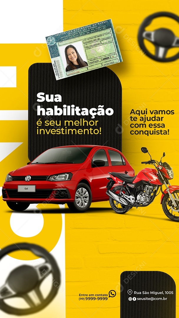 Story Sua Habilitação Auto Escola Social Media PSD Editável