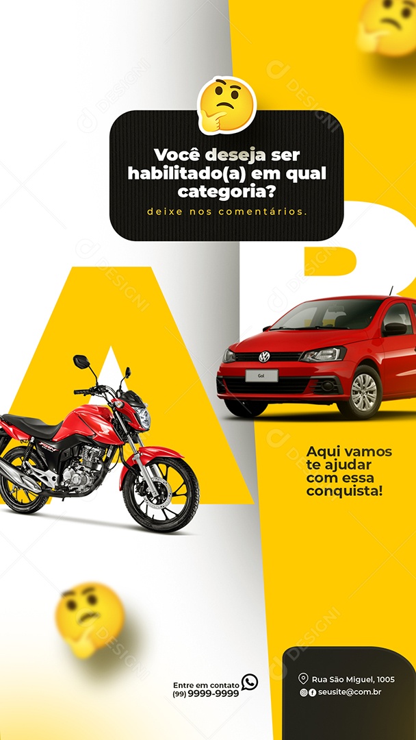 Story Auto Escola Social Media PSD Editável