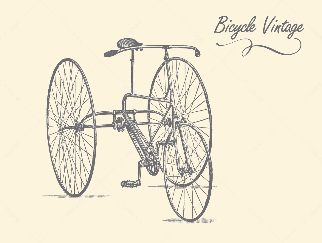Bicicleta Antiga de Três Rodas Ilustração Vetor EPS