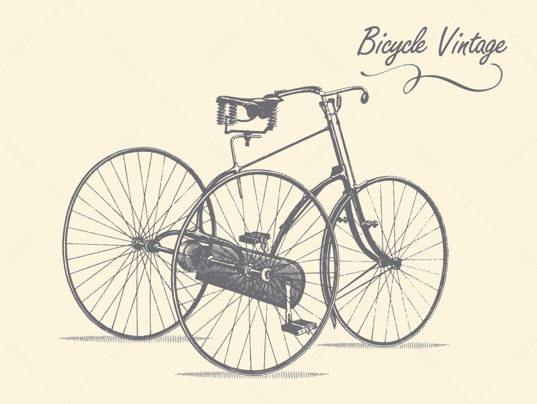 Bicicleta Antiga de Três Rodas Ilustração Vetor EPS