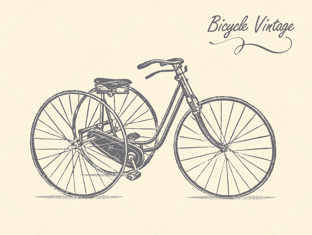 Bicicleta Antiga de Três Rodas Ilustração Vetor EPS