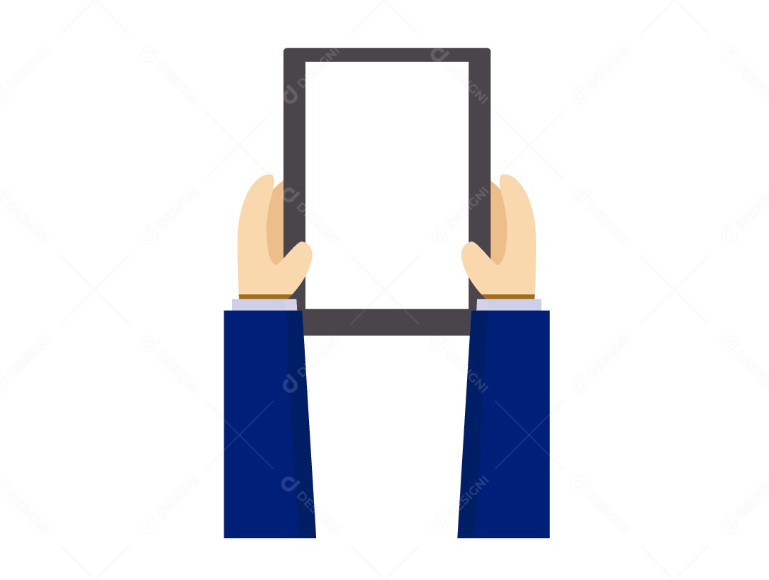 Mãos de Empresário Segurando Tablet Vetor EPS