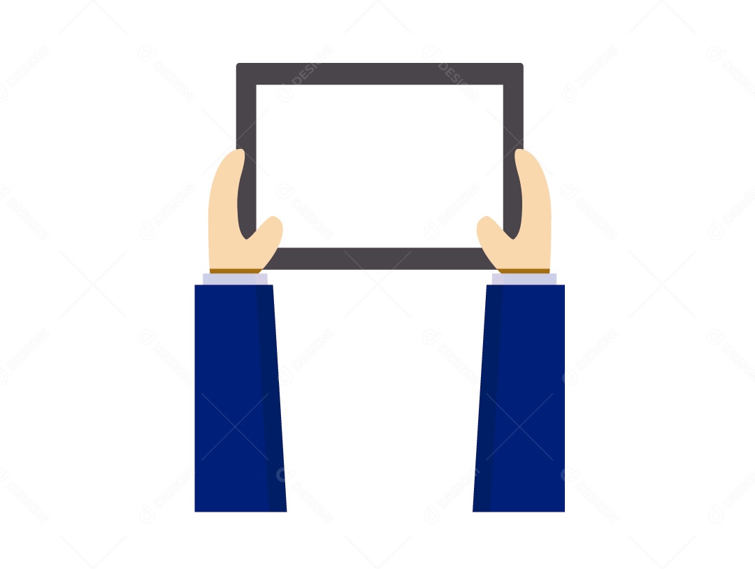 Mãos de Empresário Segurando Tablet Vetor EPS
