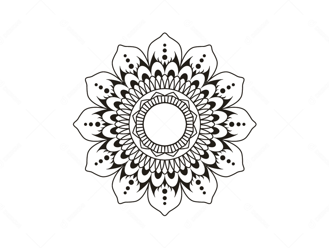 Mandala De Contorno Ilustração Vetor EPS
