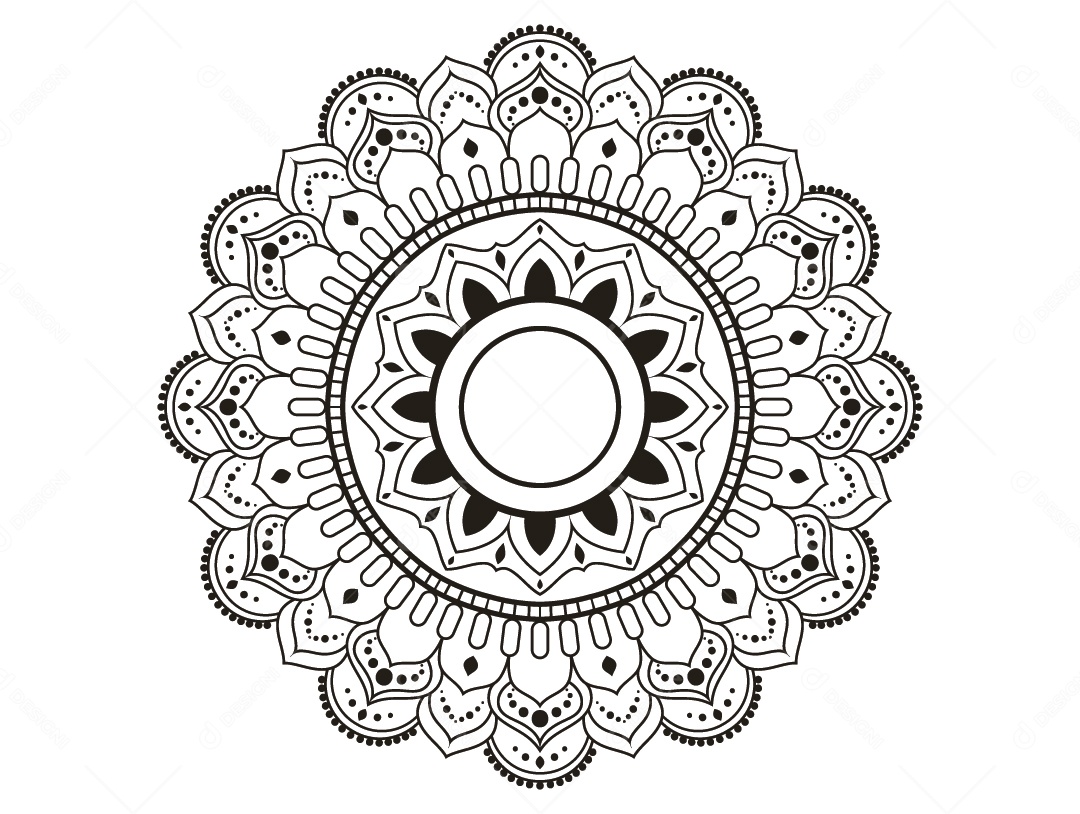 Mandala De Contorno Ilustração Vetor EPS