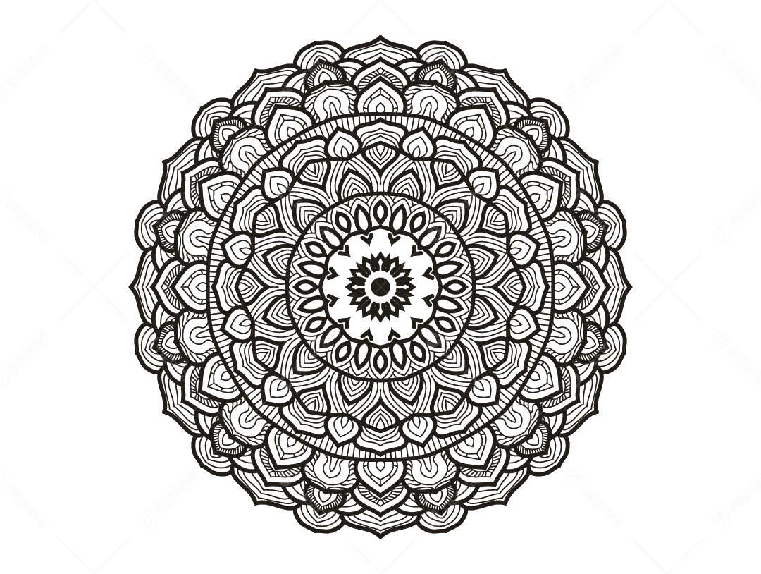 Mandala De Contorno Ilustração Vetor EPS