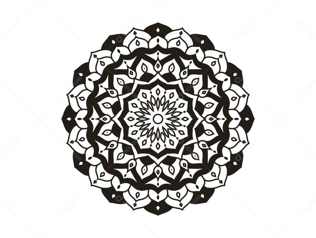 Mandala De Contorno Ilustração Vetor EPS