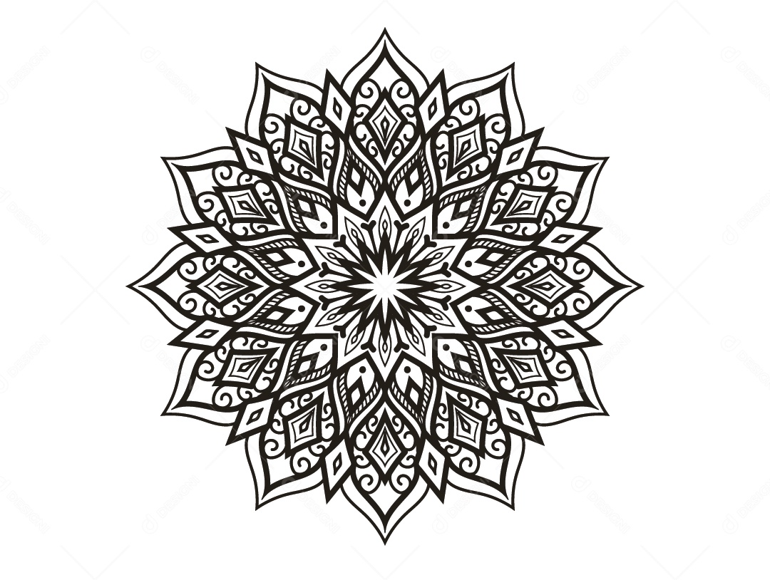 Mandala De Contorno Ilustração Vetor EPS