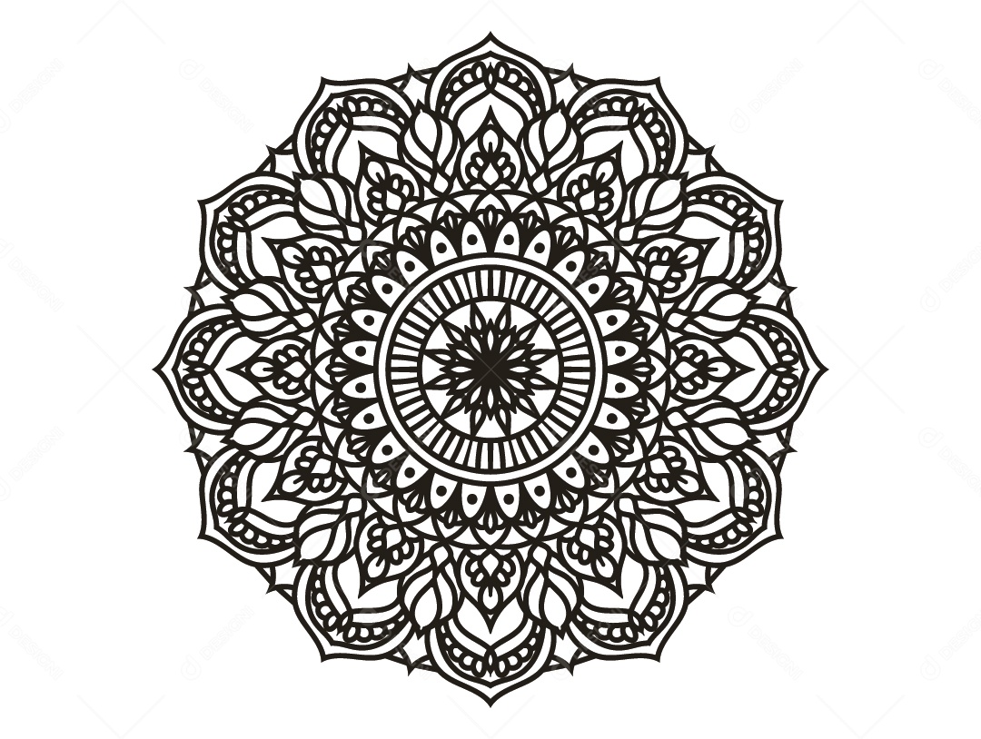 Mandala De Contorno Ilustração Vetor EPS