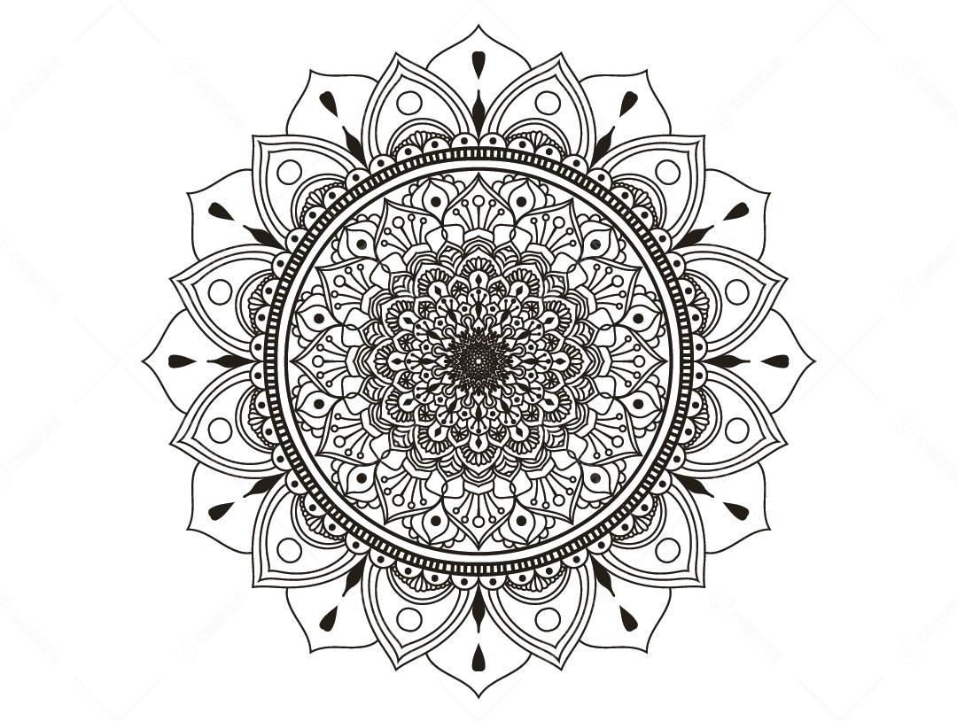 Mandala De Contorno Ilustração Vetor EPS