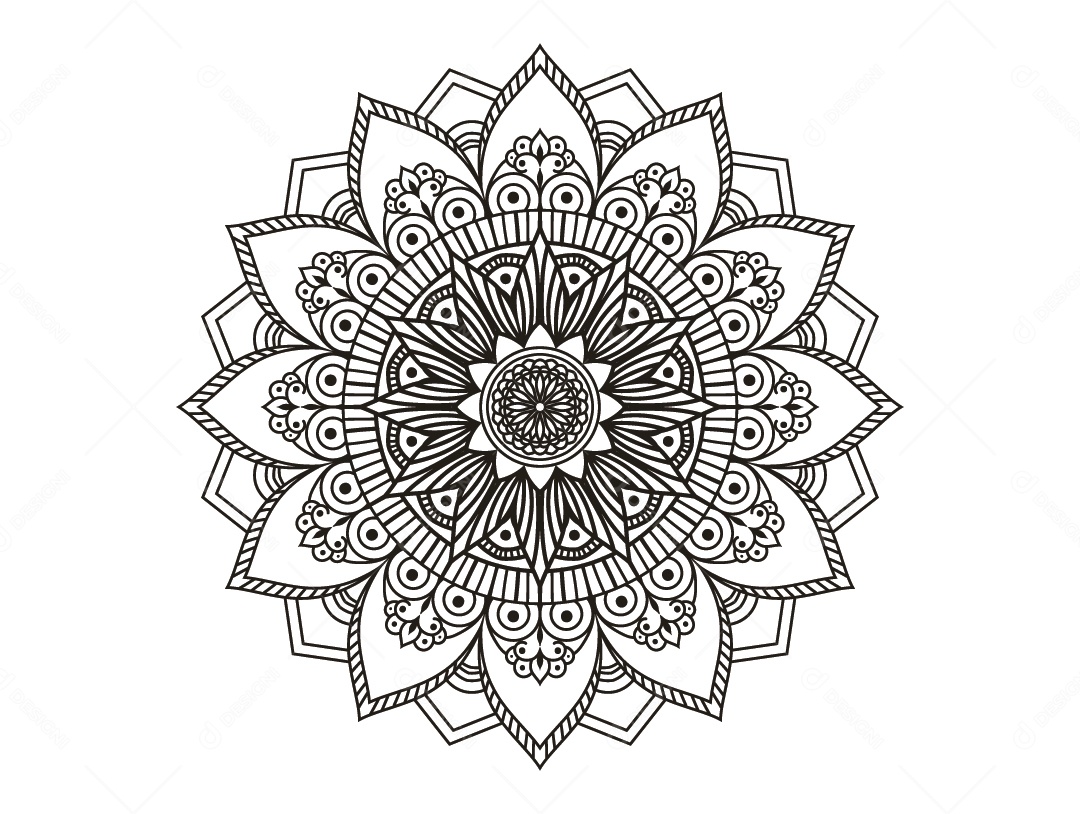 Mandala De Contorno Ilustração Vetor EPS