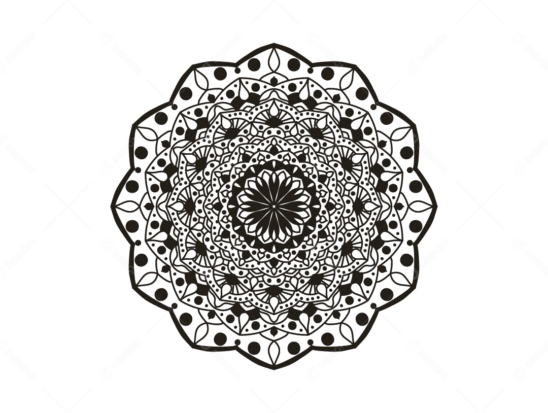 Mandala De Contorno Ilustração Vetor EPS
