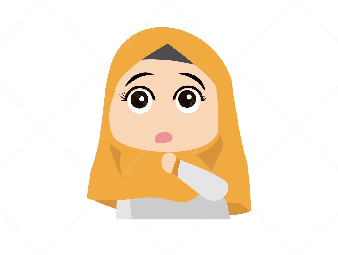 Menina Mulçumana de Hijabe Pensando Vetor EPS