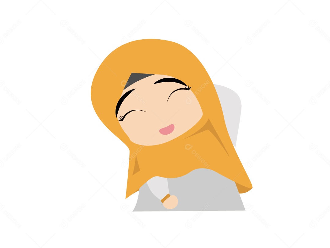 Menina Mulçumana de Hijabe Sorrindo Vetor EPS