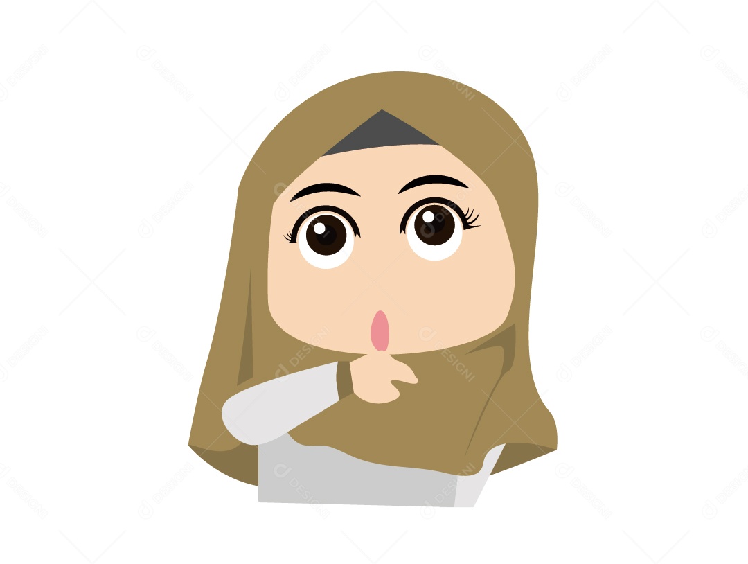 Menina Mulçumana de Hijabe Pensando Vetor EPS