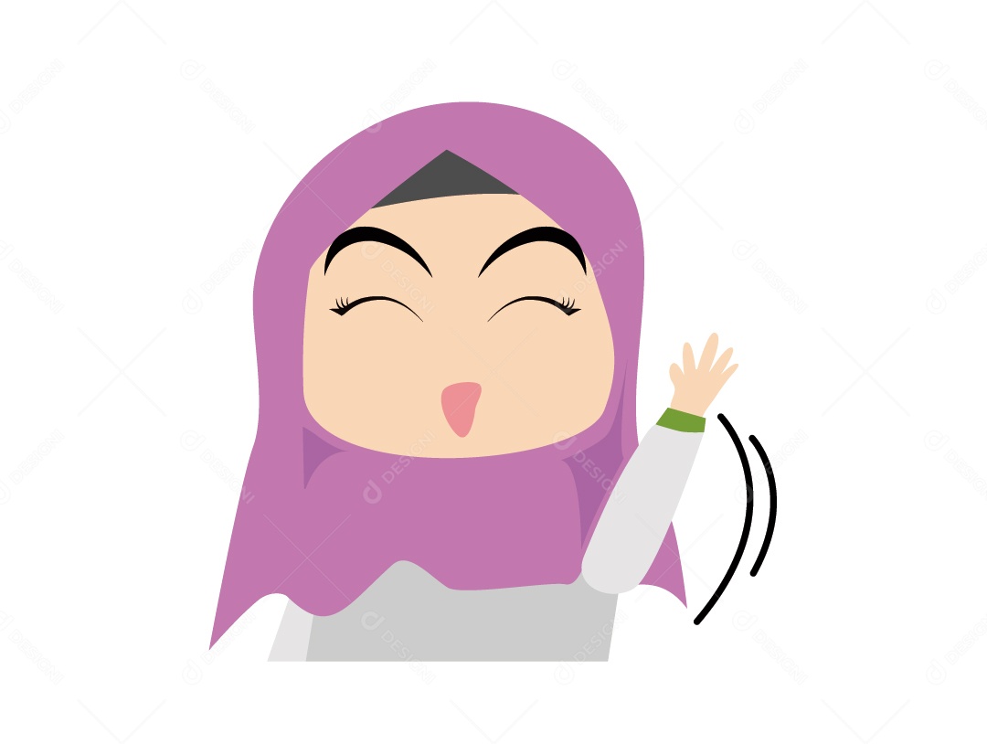 Menina Mulçumana de Hijabe Acenando Vetor EPS
