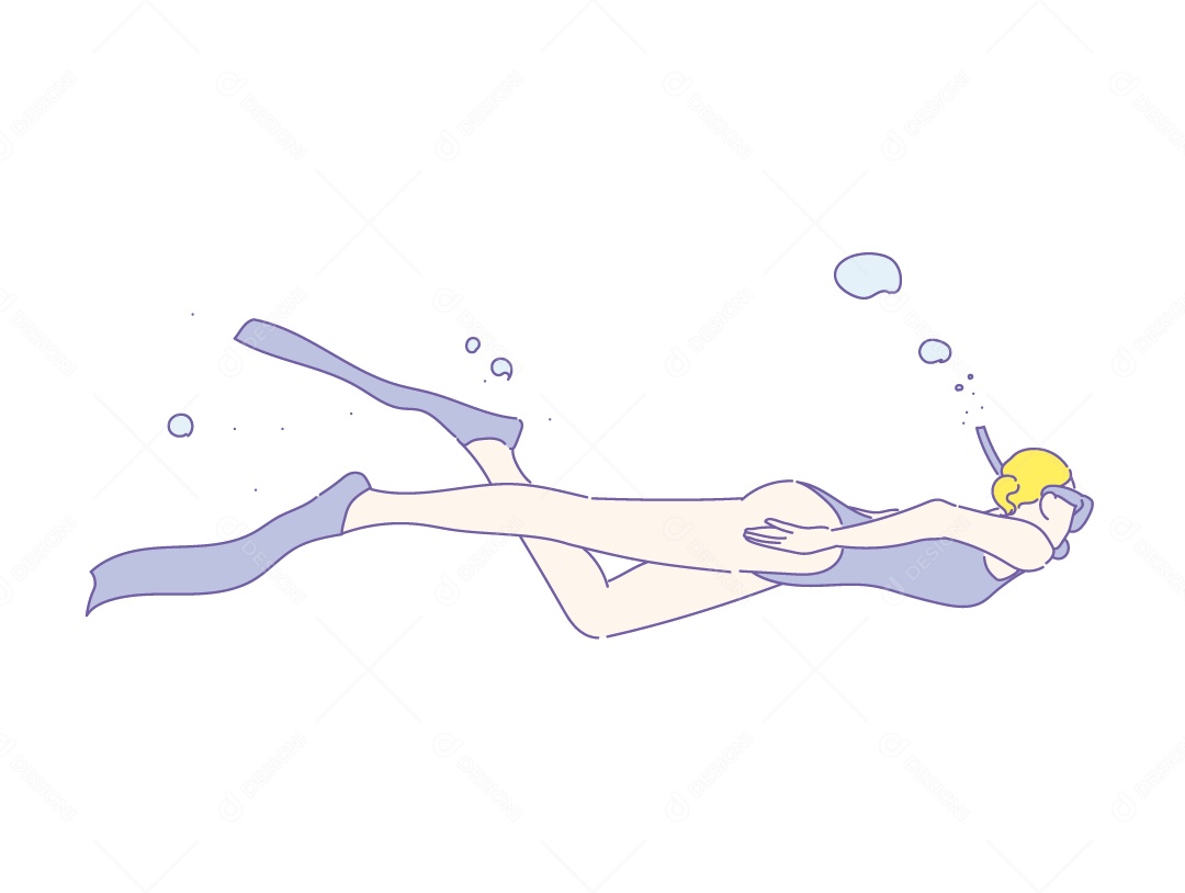 Mulher Mergulhando Nadando Ilustração Vetor EPS