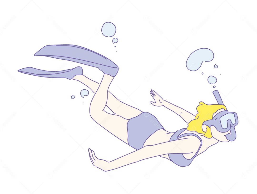 Mulher Mergulhadora Mergulhando Ilustração Vetor EPS