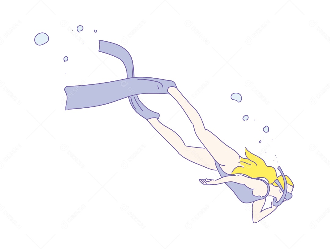 Mulher Mergulhando Ilustração Vetor EPS