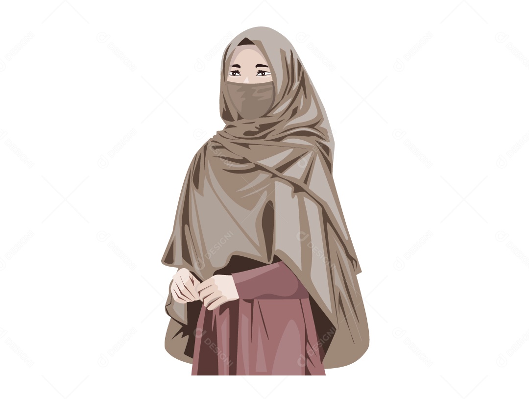 Mulher Mulçumana de Hijabe Vetor EPS