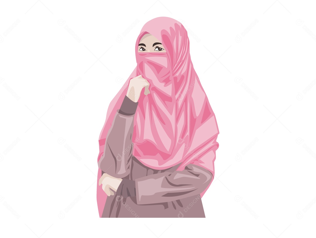 Mulher Mulçumana de Hijabe Rosa Vetor EPS