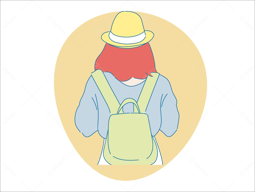 Garota Ruiva Fazendo Passeio Durante Sua Viagem Vetor EPS