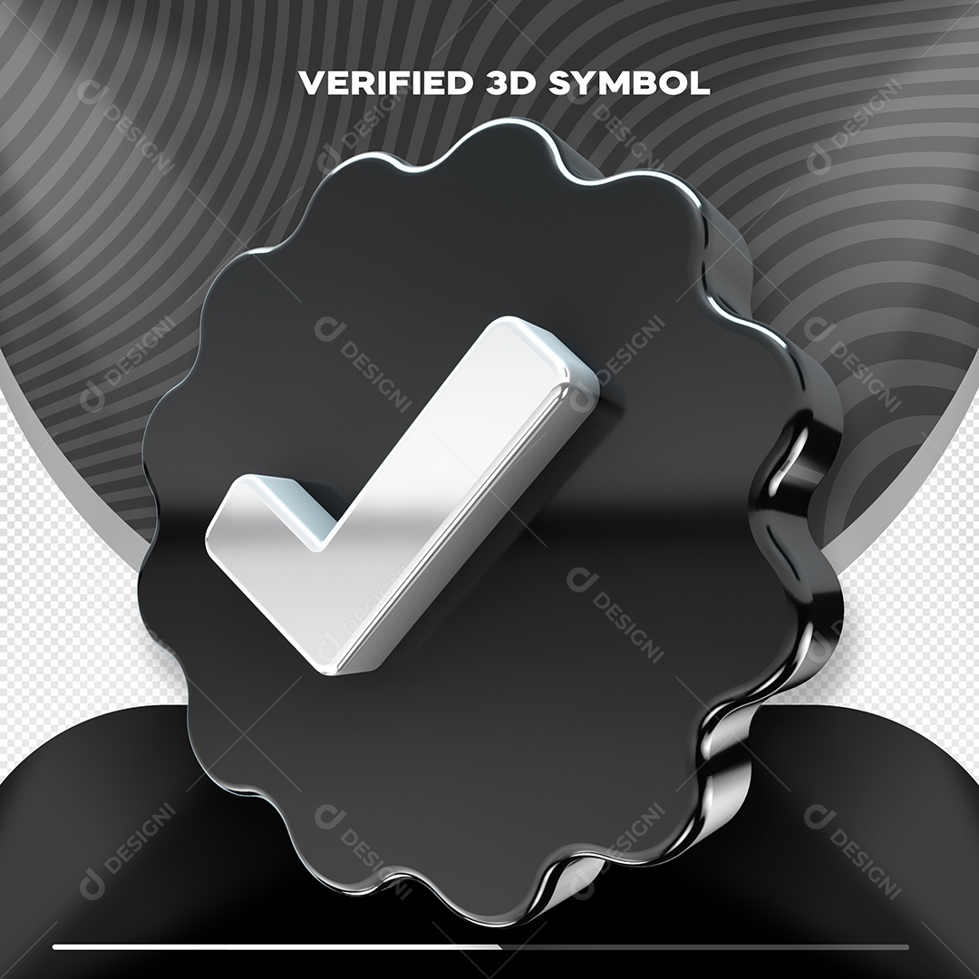 Elemento 3D Preto Aprovado Ou Verificado Para Composição PSD