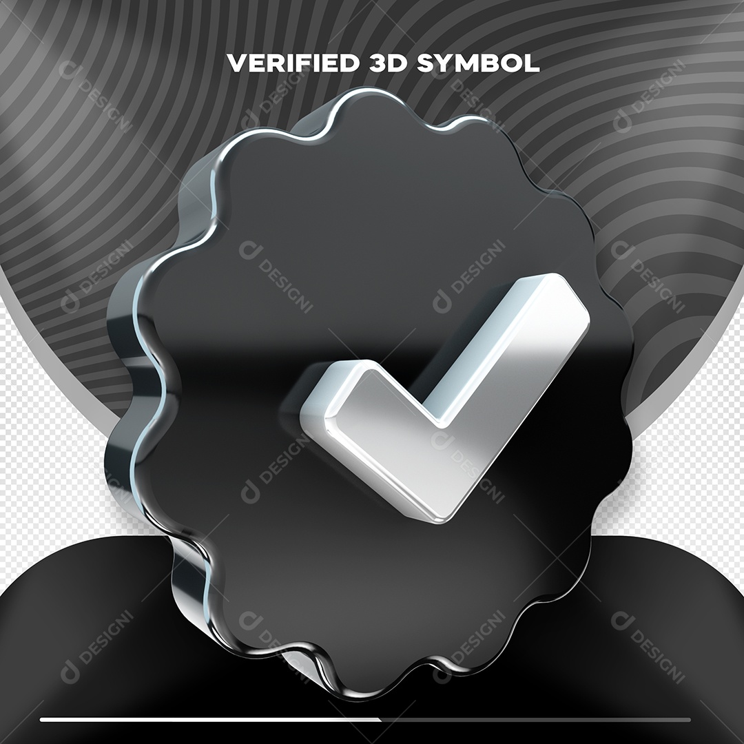 Elemento 3D Preto Aprovado Ou Verificado Para Composição PSD