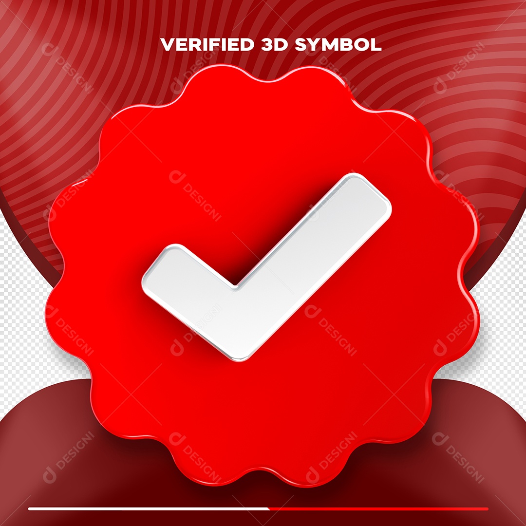 Elemento 3D Vermelho Aprovado Ou Verificado Para Composição PSD
