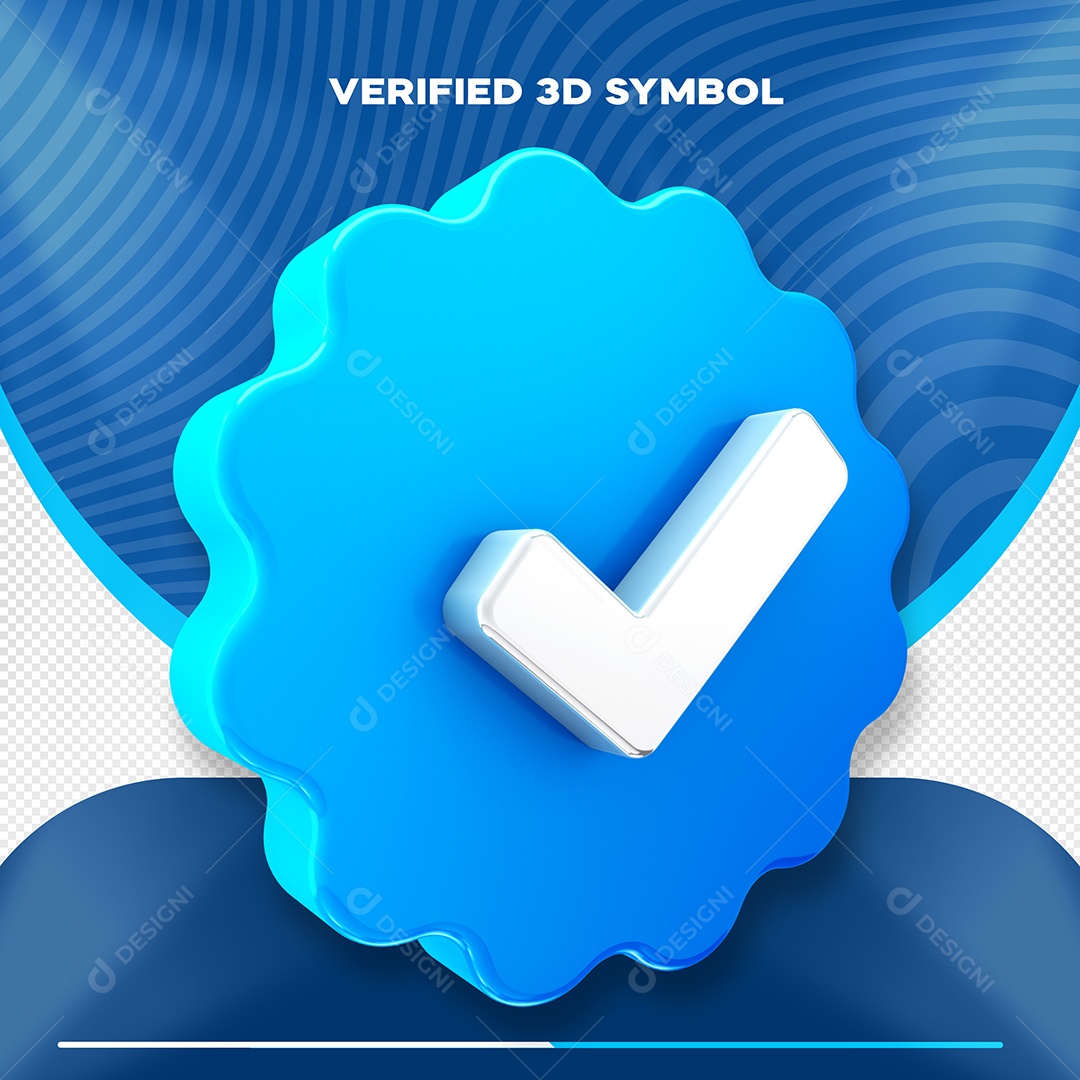 Elemento 3D Azul Aprovado Ou Verificado Para Composição PSD