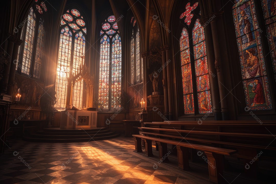 Harmonia Sagrada: Igreja Gótica ao Pôr do Sol