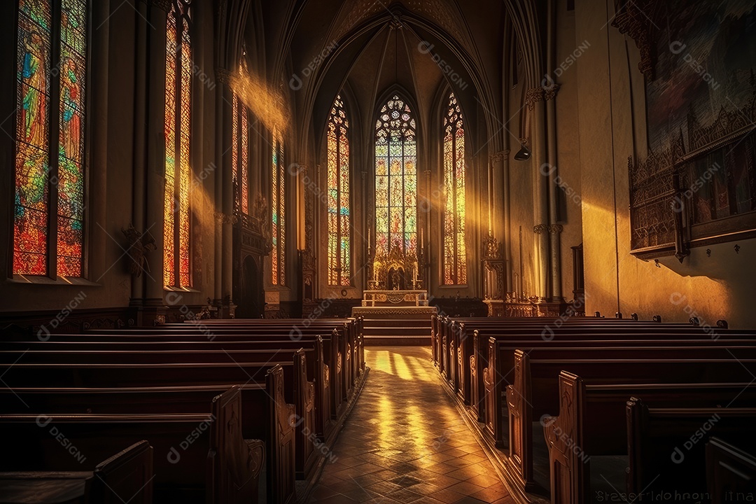 Harmonia Sagrada: Igreja Gótica ao Pôr do Sol