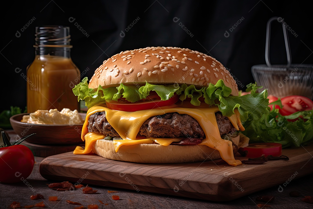 Saboroso Hambúrguer Grelhado com Queijo Derretido