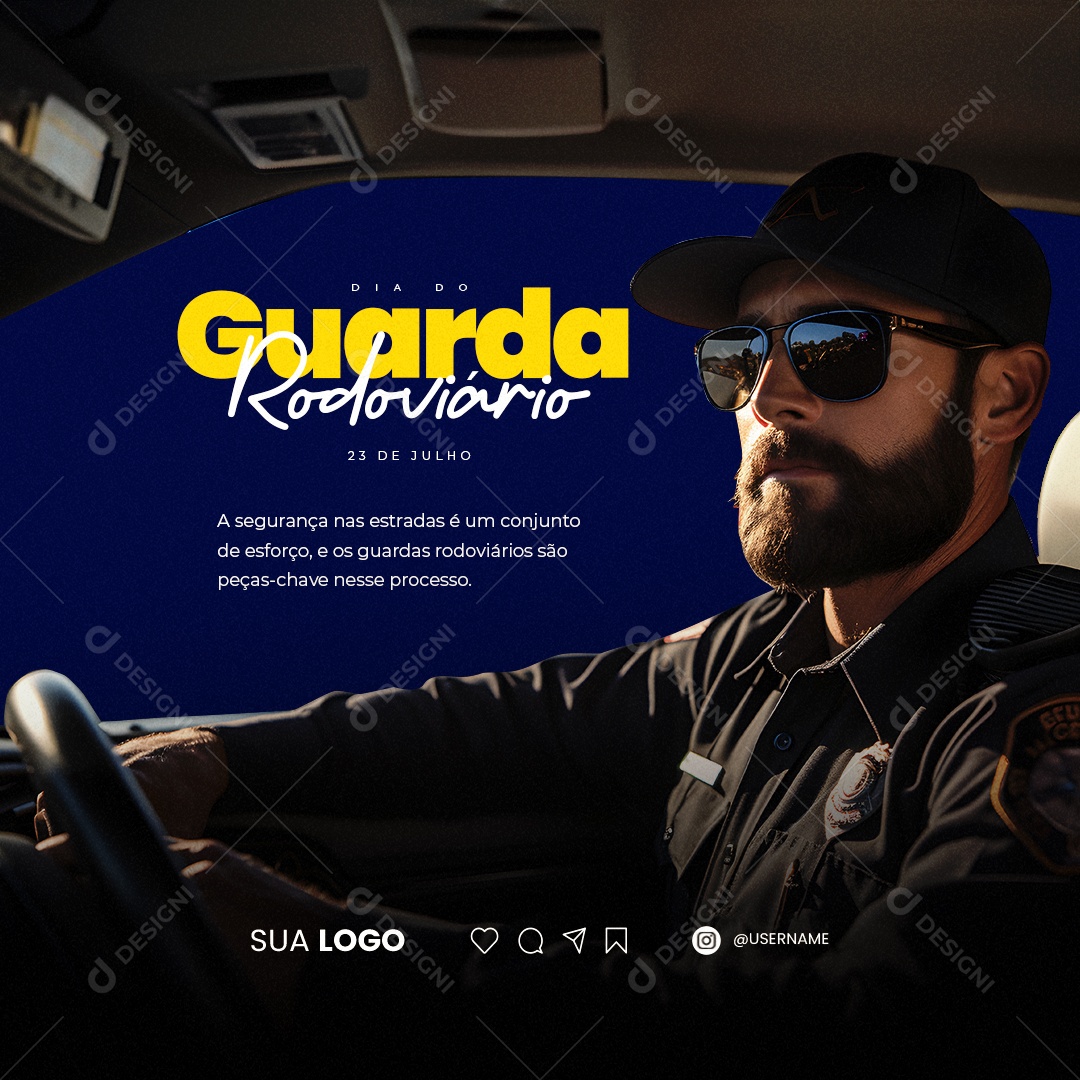 Dia do Guarda Rodoviário A Segurança nas Estradas Social Media PSD Editável