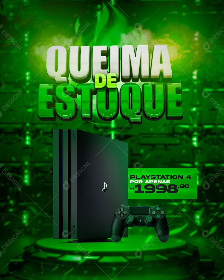 Social Media Feed Queima De Estoque Playstation 4 PSD Editável