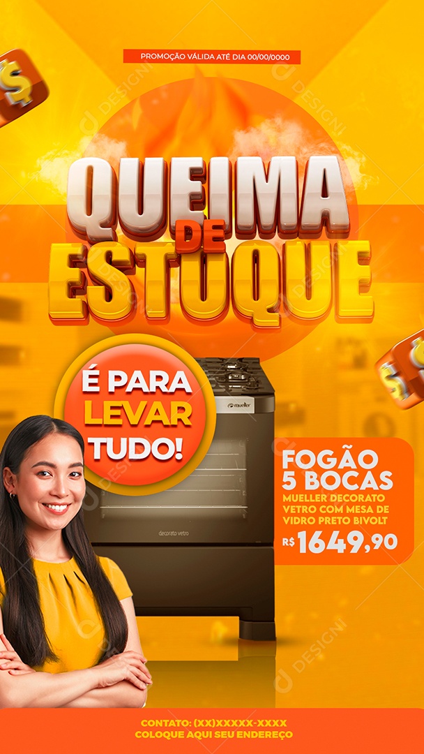 Story Queima De Estoque Fogão 5 Bocas Social Media PSD Editável
