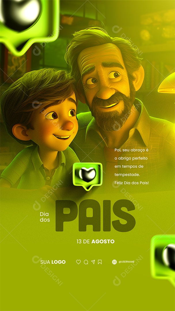 Story Dia Dos Pais Pai Seu Abraço é o Abrigo Perfeito Social Media PSD Editável