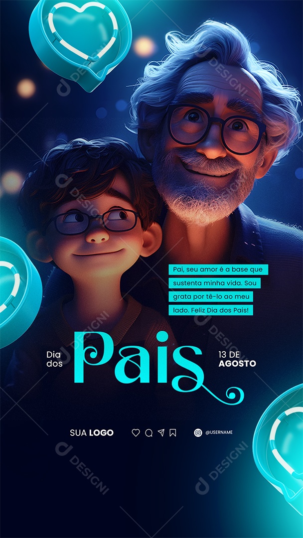 Story Dia Dos Pais Pai Seu Amor é a Base Social Media PSD Editável
