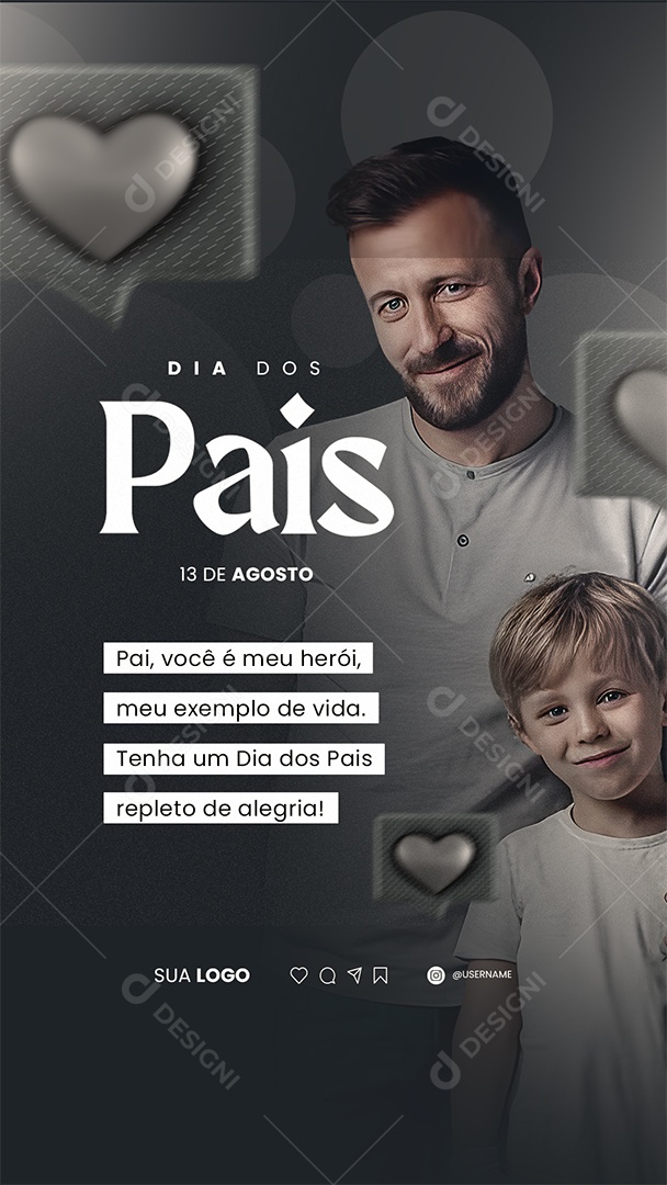 Story Dia Dos Pais Pai Você é Meu Herói Social Media PSD Editável