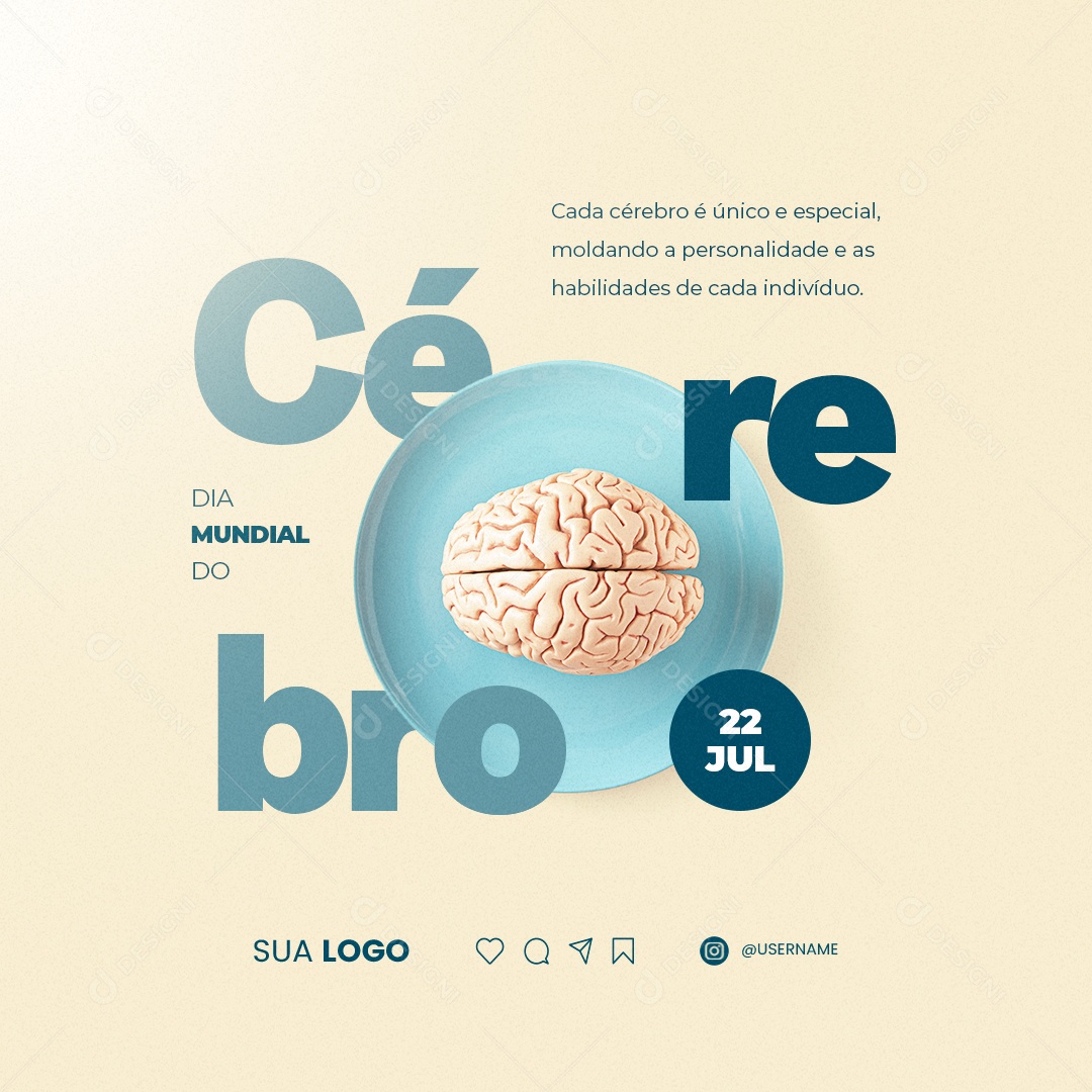 Dia Mundial Do Cérebro 22 De Julho Social Media PSD Editável