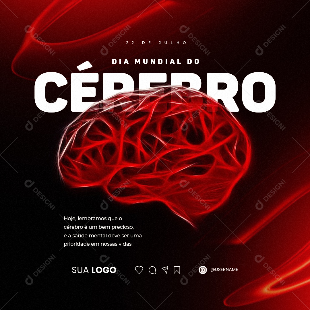 Dia Mundial Do Cérebro Hoje Lembramos Social Media PSD Editável