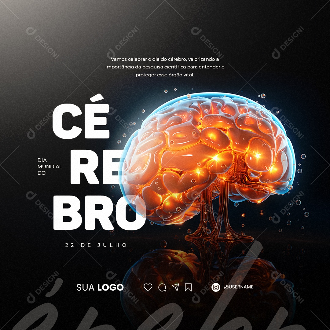 Dia Mundial Do Cérebro Vamos Celebrar Social Media PSD Editável
