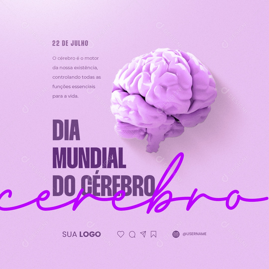 Dia Mundial Do Cérebro é o Motor da Nossa Existência Social Media PSD Editável