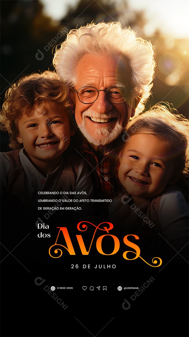 Story Dia dos Avós Celebrando Social Media PSD Editável