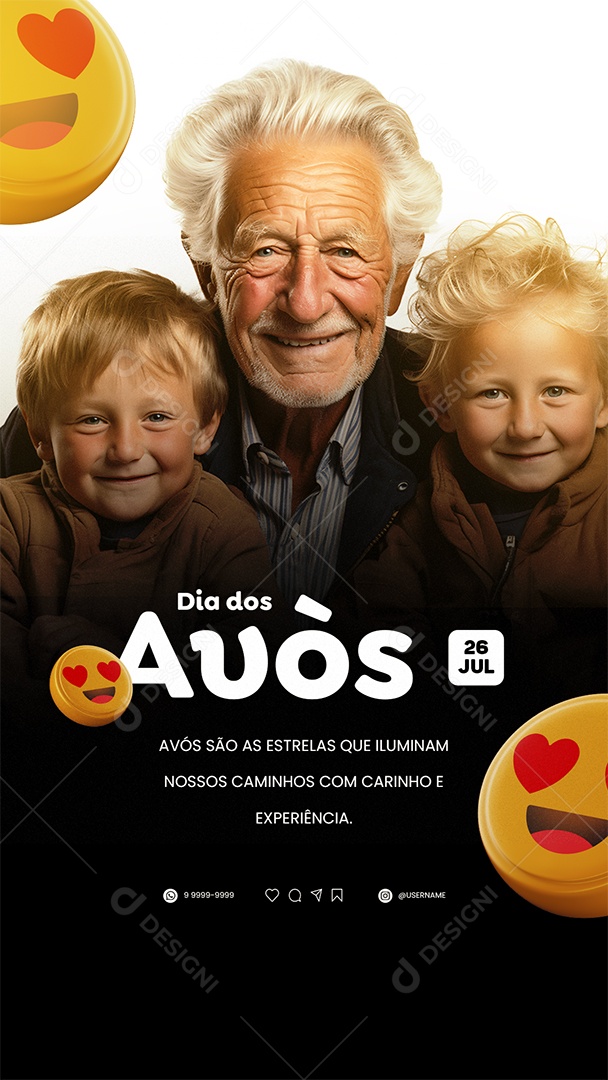 Story Avós São as Estrelas Que Iluminam Dia dos Avós Social Media PSD Editável