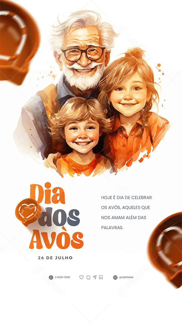 Story Dia dos Avós Hoje é Dia de Celebrar Social Media PSD Editável