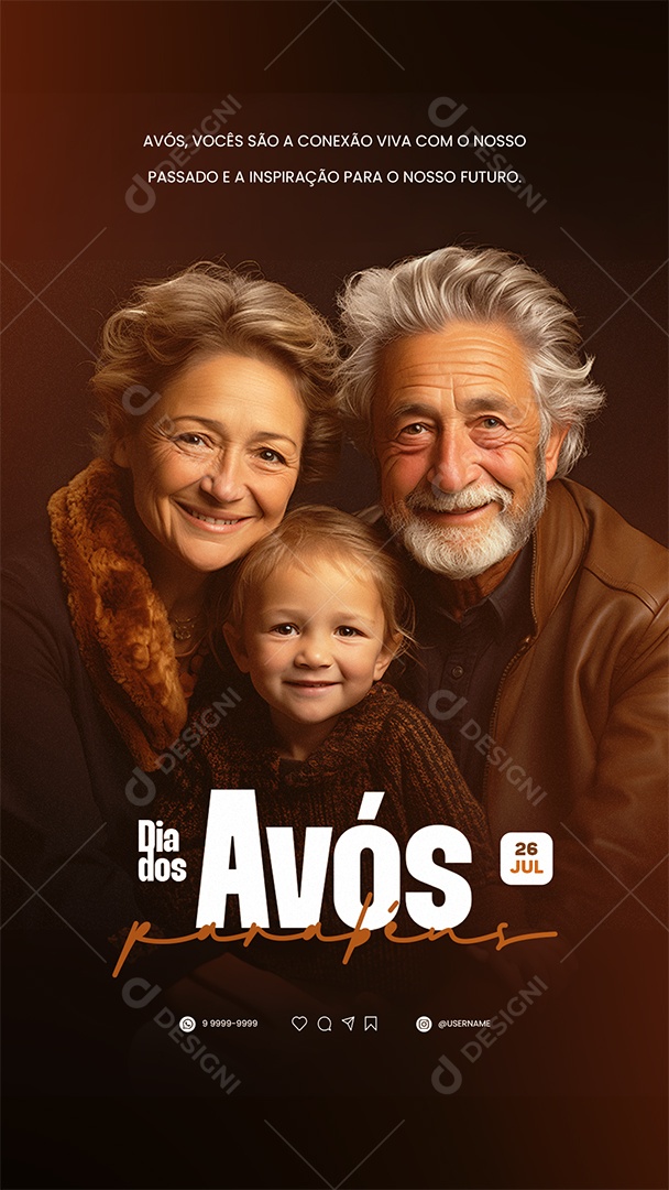 Story Vocês São A Conexão Dia dos Avós Social Media PSD Editável