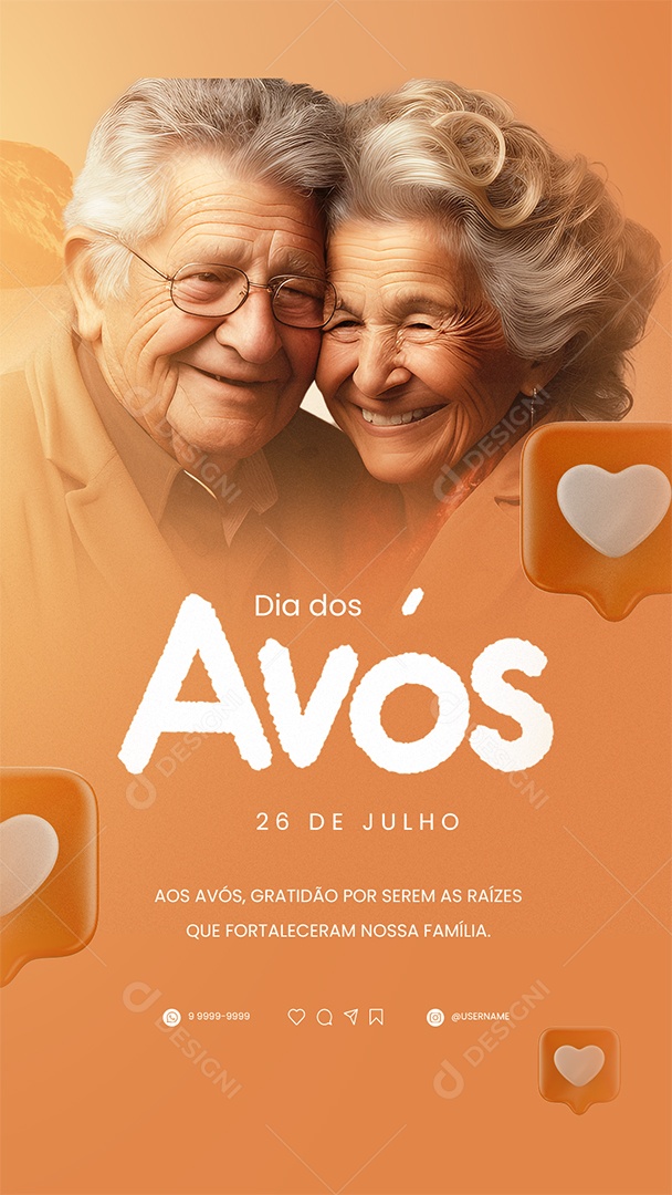 Story Dia dos Avós Gratidão por Serem As Raízes Social Media PSD Editável