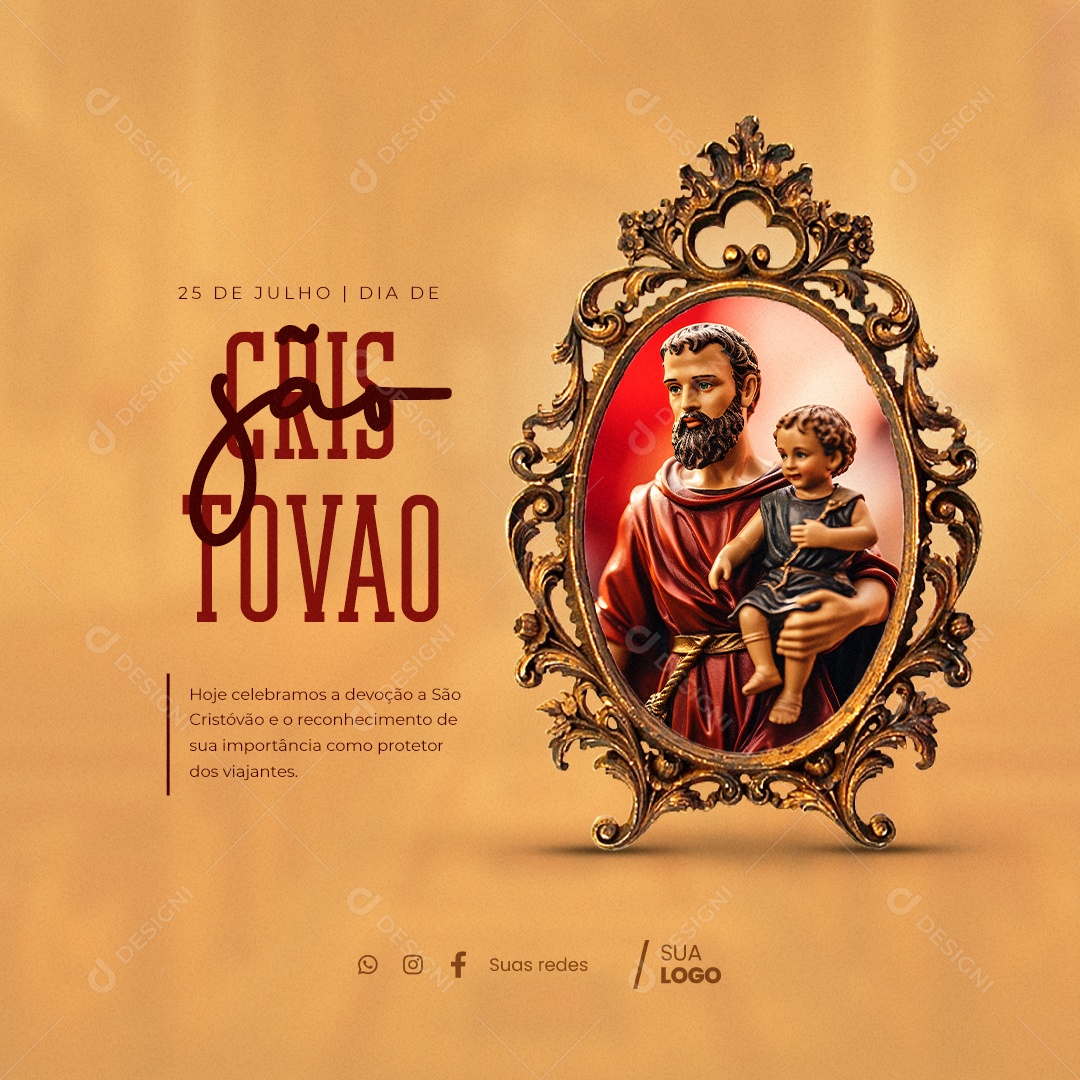 Dia de São Cristóvão Hoje Celebramos A Devoção Social Media PSD Editável
